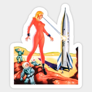 Retro Astronaut Girl Space The Cosmic Destroyer Blonde Science Fiction Imaginative Tales Vintage Comics 1957 Sticker